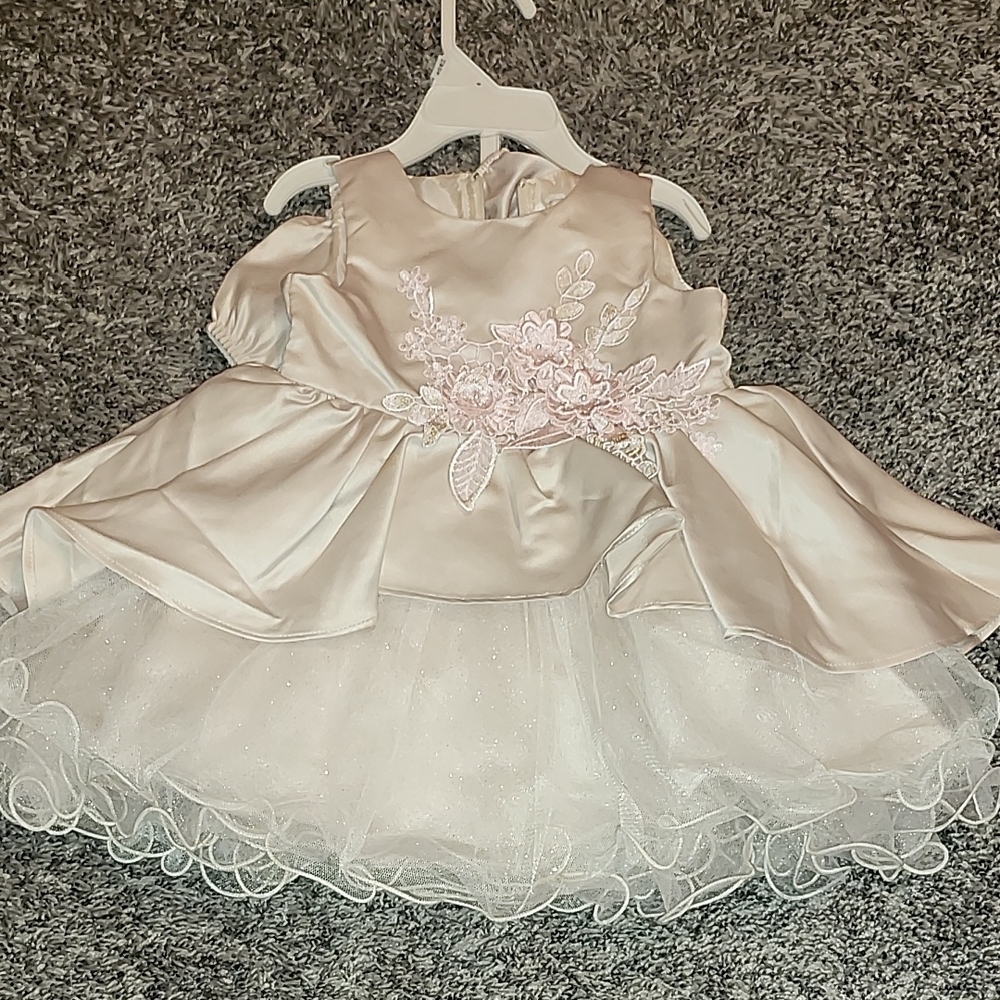 Rare Editions Cream and Pink Formal Kids Dress